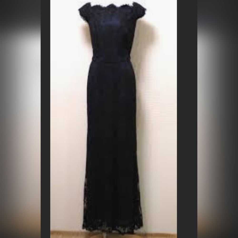Tadashi Shoji Midnight Blue Lace Maxi Dress